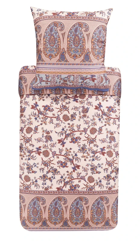 Bassetti Genova 41 9323463 Bed Linen Set Made of Cotton Mako Satin in Beige 2-Piece with Zip Closure 200 x 200 cm / 80 x 80 cm