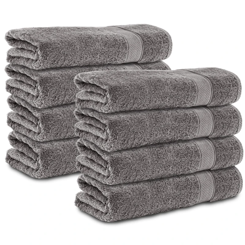 Komfortec Set of 8 hand towels, 50 x 100 cm, made from 100% cotton, 470 g/m², terry cloth, soft, anthracite grey - Image 1