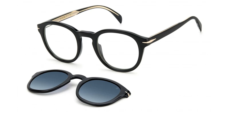 David Beckham DB 1080/CS Black Gold/Blue Shaded Clip-On 49/24/150 men Sunglasses