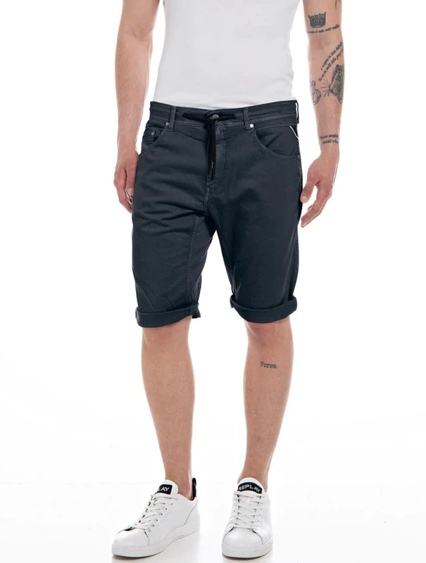 REPLAY Men's Djovic Denim Shorts, 098 Black, 28W