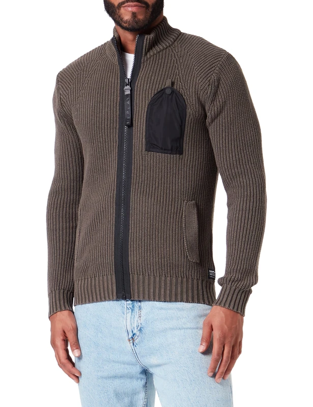 REPLAY Men's uk2755 Cardigan Sweater, 212 Mud, S