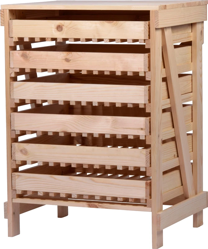 dobar® Green Label 29024FSCe Apple Steps with 6 Drawers | Solid Wood Fruit Rack | Storage Rack for Food | Apple Crate | Fruit Box | 51 x 40.5 x 70.5 cm | Solid Pine Natural
