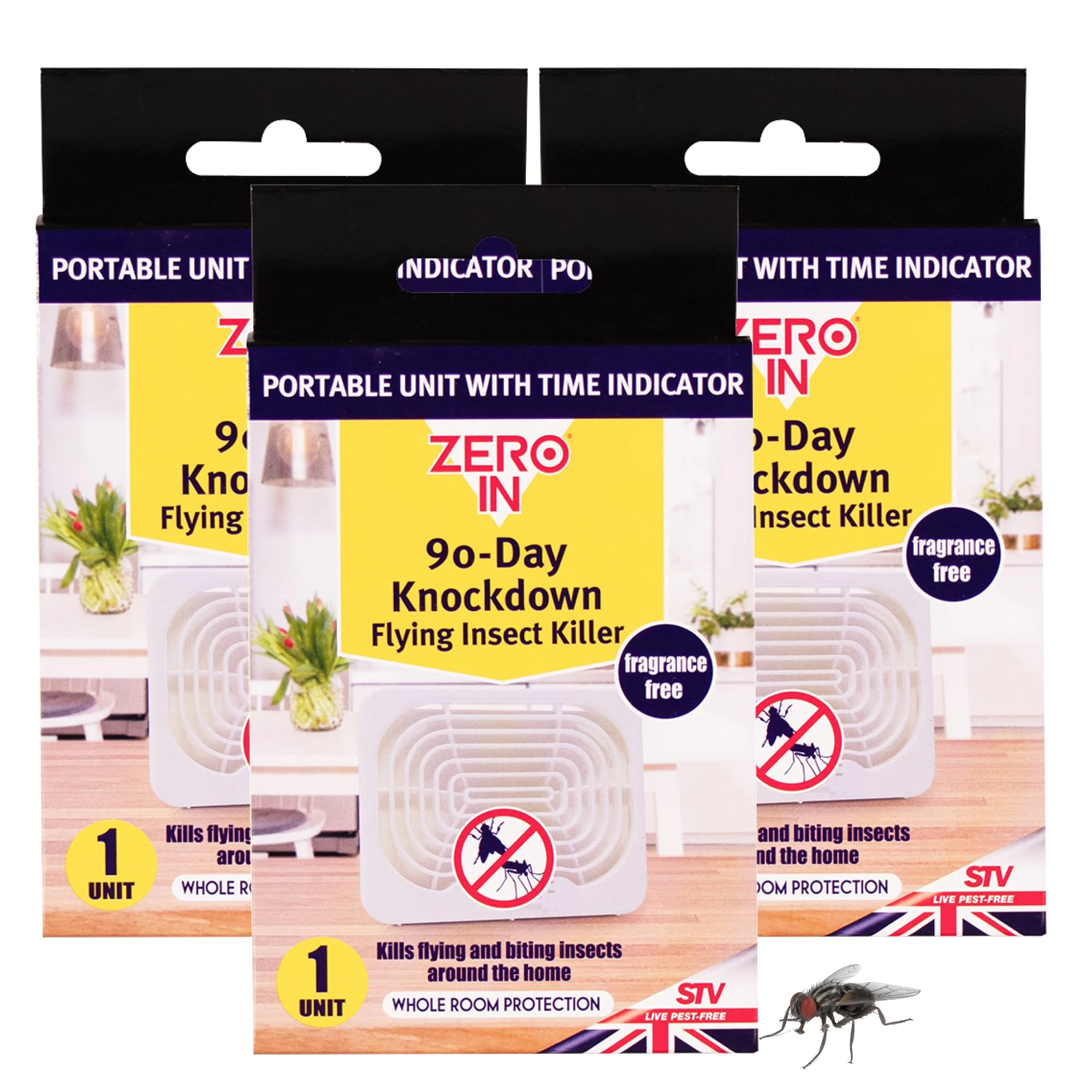 Zero In 90-Day Knockdown Flying Insect Killer – 3 Pack, Fly Killer, Flying Insect Killer for Home, Whole Room Protection, Indoor Insect Control