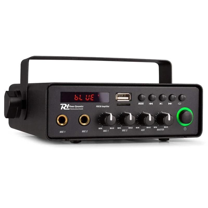 Power Dynamics PDC30 30W Amplifier with Bluetooth, MP3 Player, 2 Mic Inputs - 12V/220V, Brand: Power Dynamics, Part Number: 952.044