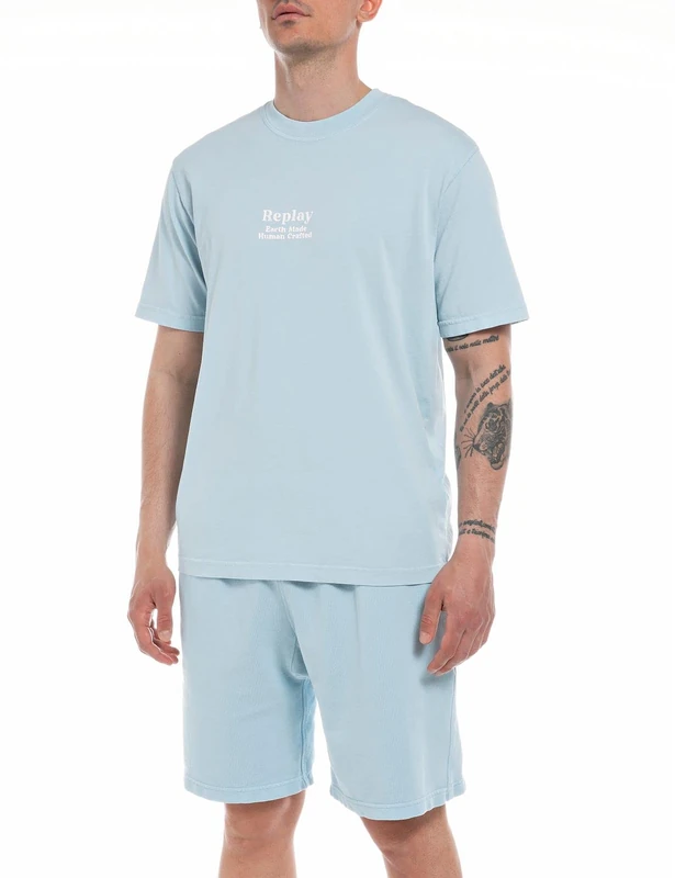 REPLAY Men's M6592 T-Shirt, Light Blue 109, S