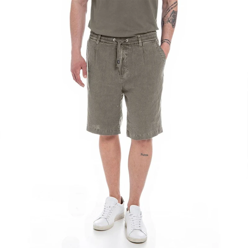 REPLAY Men's M9928 Shorts, 121 Dark MUD, 33, 121 Dark Mud, 33W
