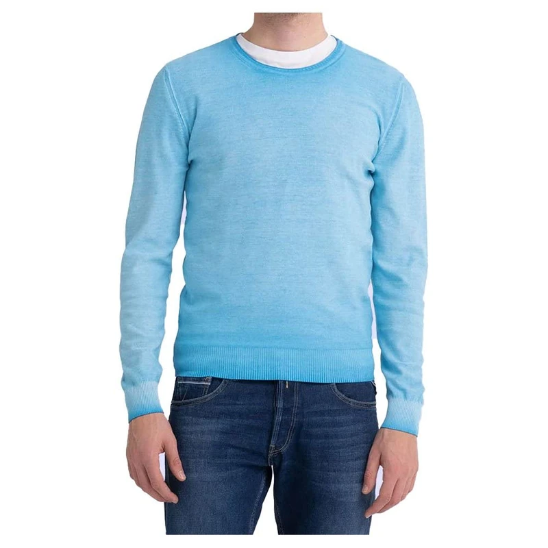 REPLAY Adult UK2656 Inside Fade Cotton Sweater, Neon Sky 180, M