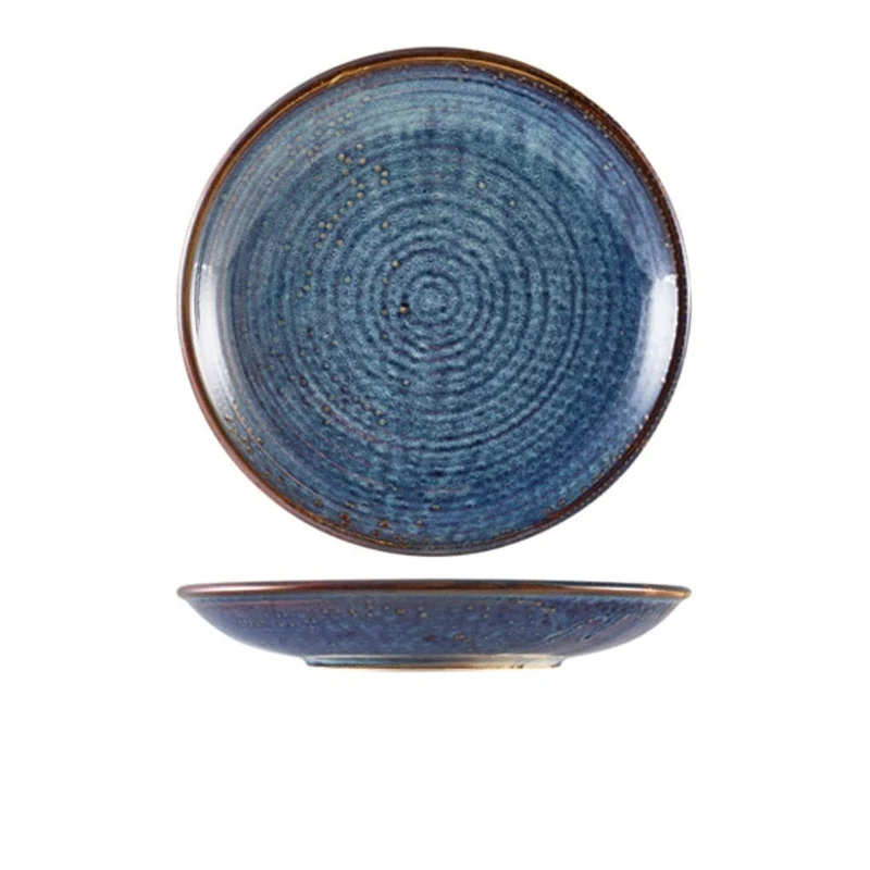Genware Terra Porcelain, Aqua Blue, Deep Coupe Plate, 250mm, DC-PBL25, Pack of 6