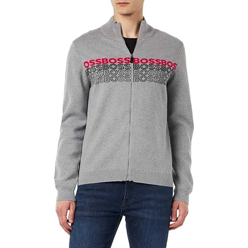 BOSS Men's Zightek Knitted Cardigan, Light/Pastel Grey59, S