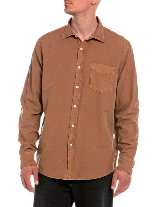 REPLAY Men's M4106 Shirt, Cigar 721, XXL