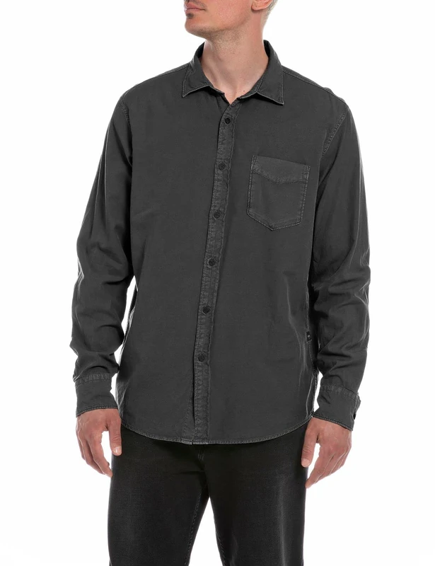 REPLAY Men's M4106 Shirt, Blackboard 998, S