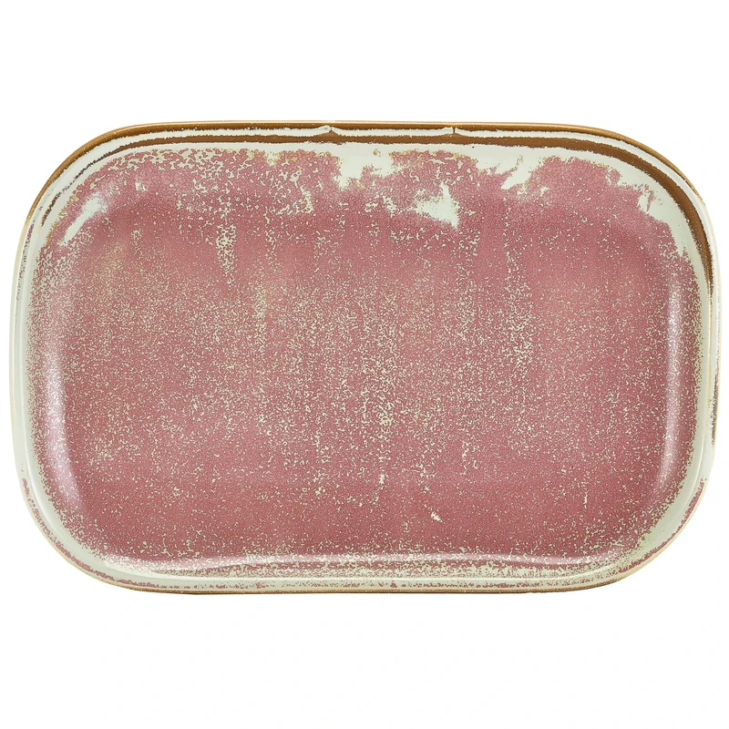 Genware Terra Porcelain, Rose, Rectangular Plate, 290mm x 195mm, RP-PRS29, Pack of 6