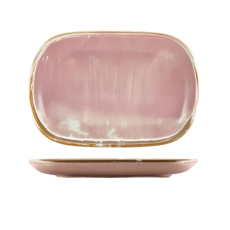 Genware Terra Porcelain, Rose, Rectangular Plate, 240mm x 165mm, RP-PRS24, Pack of 12
