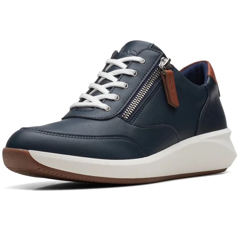 Clarks Womens Un Rio Zip Sneaker, Blue, 4 UK