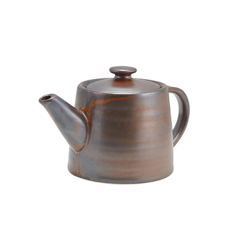 Genware TP-PRC50 Terra Porcelain Teapot, Rustic Copper, 500mL Capacity, Pack of 6