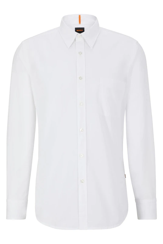 BOSS Mens Relegant 6 Regular-fit Shirt in Organic-Cotton poplin