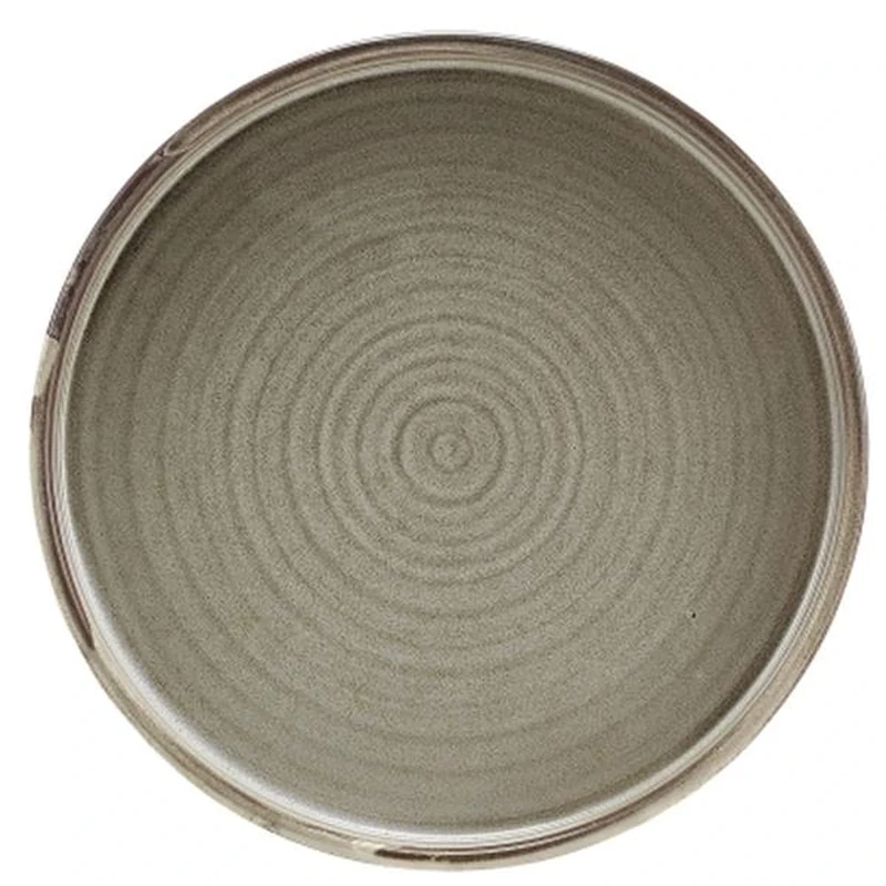 Genware LP-PG18 Terra Porcelain Low Presentation Plate, Grey, 180mm Diameter, Pack of 6