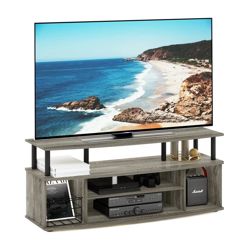 Furinno JAYA TV Stand, Large Entertainment Center, TV Console for TV up to 55 Inch, for Living Room, Bedroom, French Oak