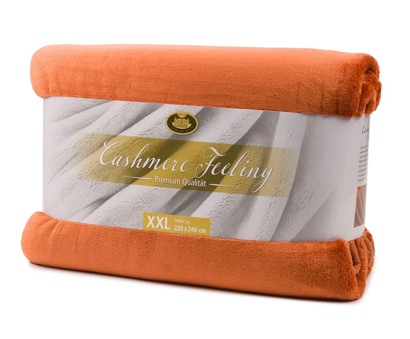 Gözze - Premium Cashmere Feel Cuddly Living Room Blanket/Throw, 500 g/m², 220 x 240 cm - Cinnamon
