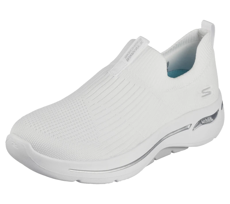 Skechers Women's Go Walk Arch Fit Sneaker, White Textile Trim, 3 UK
