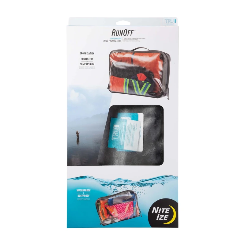 Nite Ize Runoff Waterproof Packing Cube, Size Large, Compressible Waterproof Travel Bag - Charcoal
