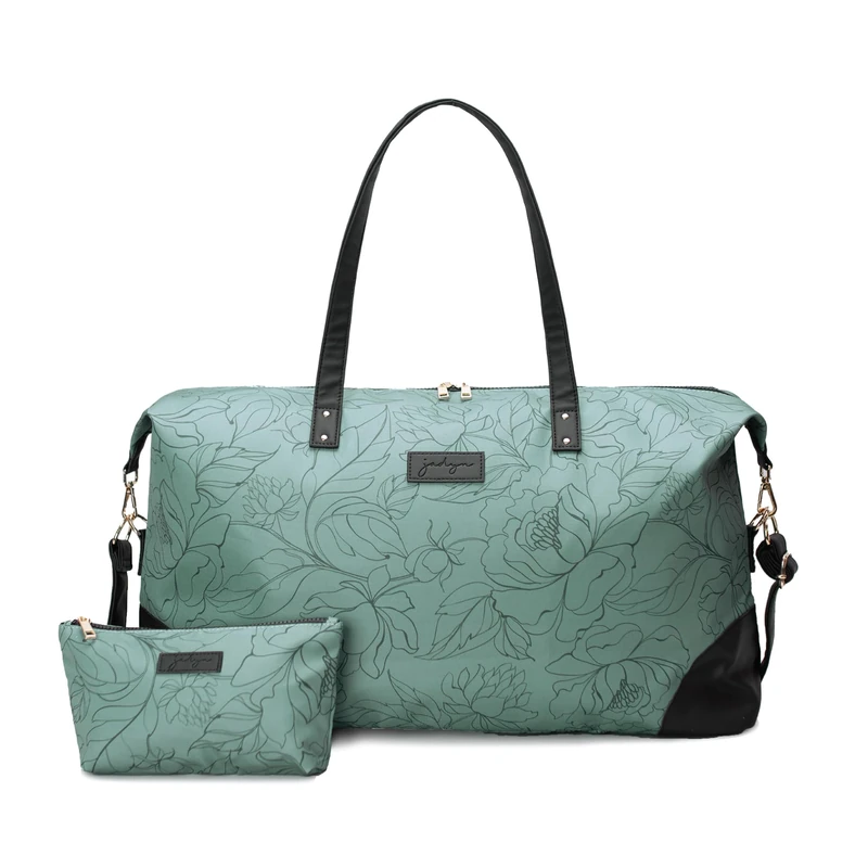 Jadyn Luna Women's Weekender Bag and Travel Duffel, Large 37 Liter Capacity, Sage Flora, Softside Duffle Bag with Vegan Leather Accents