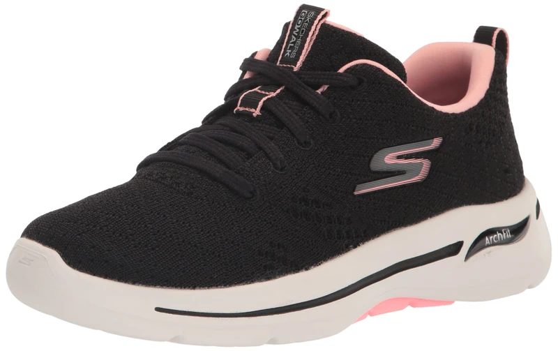 Skechers Women's Go Walk Arch Fit Unify Sneaker, Black-Pink, 9 UK