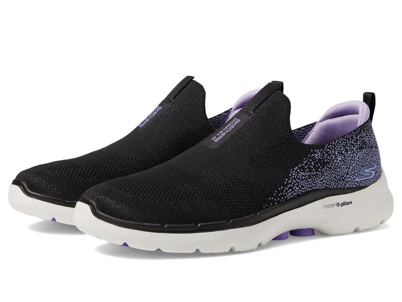 Skechers Women's Go Walk 6-Glimmering Sneaker, Black Lavender, 5.5 UK