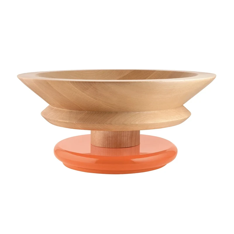 Alessi Piccoli Monumenti per Grandi Paesaggi Domestici ES15 1 - Design Centerpiece in Linden Wood with Colored Base, Orange - Image 1