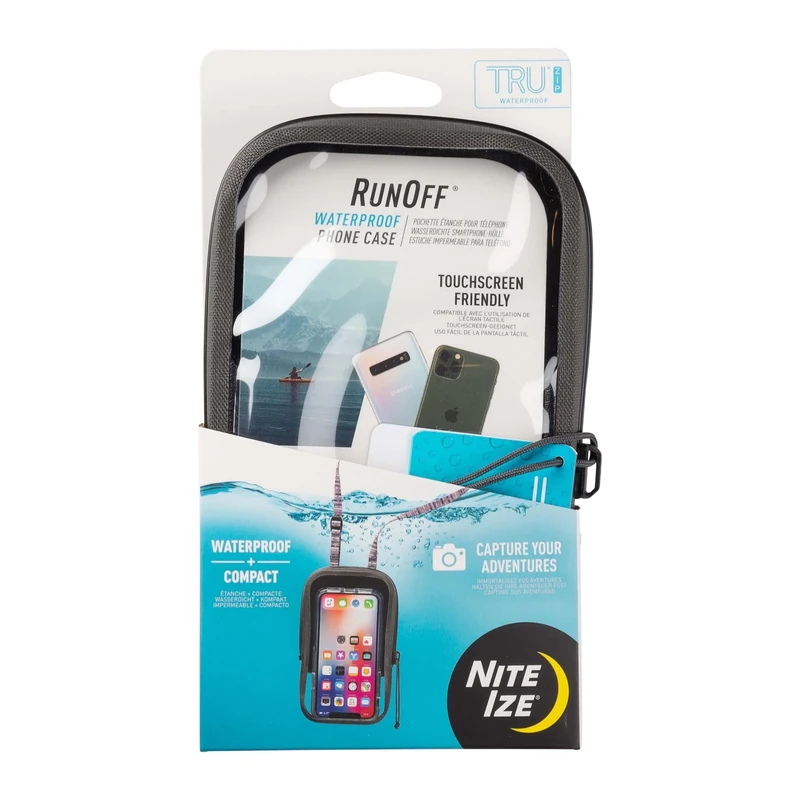 Nite Ize Runoff Waterproof Phone Case with TRU Zipper, Card Holder + Lanyard, IP67 Waterproof Phone Case for iPhone/Galaxy/Pixel up to 6.6" Tall, Fits in Pockets, Charcoal - Image 1