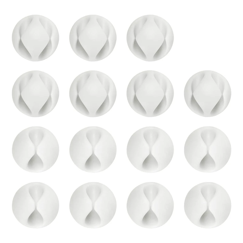 URAQT Cable Clips Holders, 15pcs Cable Clip Organizer Mini Cable Tidy Clips, Desktop Cord Holder Organiser, Charging Cord Cable Management for Home, Office, Car and Desk, White
