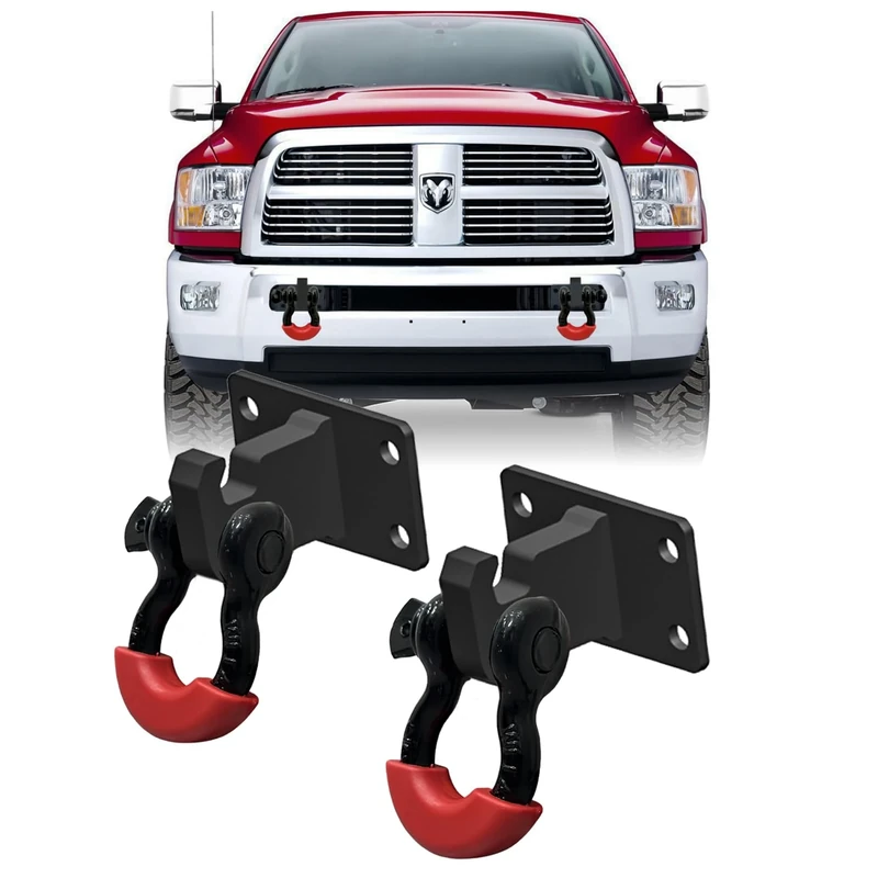 TIOYAR Front Tow Hook Mount Bracket and D-Ring Compatible with 2010-2020 Ram 2500/3500/4500 D-Ring Shackle Bracket, Demon Hook Bracket Replacement - Image 1