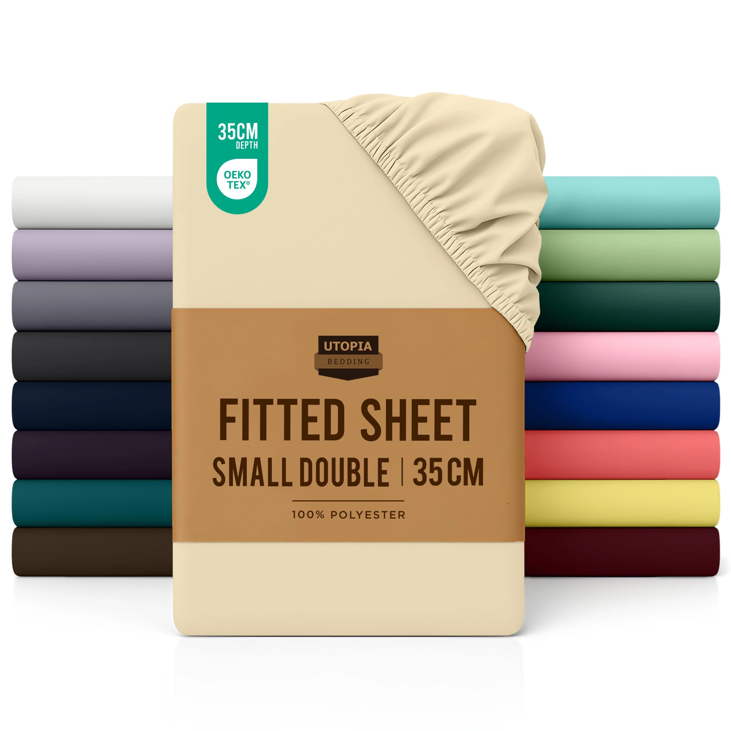 Utopia Bedding Fitted Sheet Small Double / 4ft, Beige - Deep Pocket 12 inch (30 cm) - Easy Care - Soft Brushed Polyester Microfibre Fabric - Shrinkage and Fade Resistant - Bottom Sheet