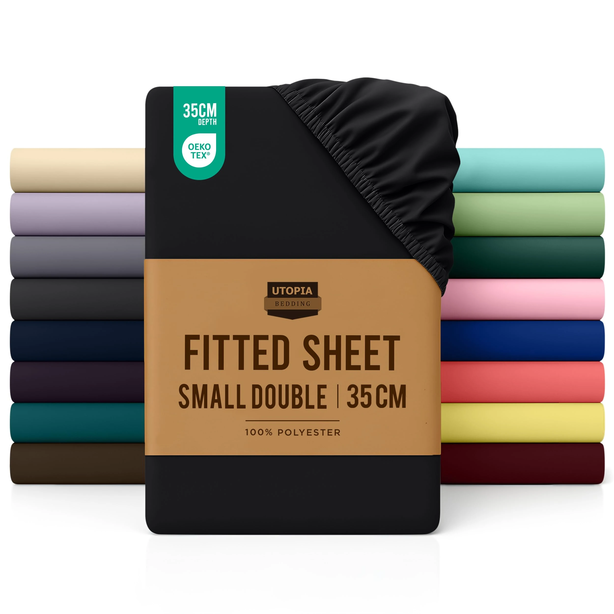 Utopia Bedding Fitted Sheet Small Double / 4ft, Black - Deep Pocket 12 inch (30 cm) - OEKO-TEX Certified - Soft Brushed Polyester Microfibre Fabric - Shrinkage and Fade Resistant - Bottom Sheet