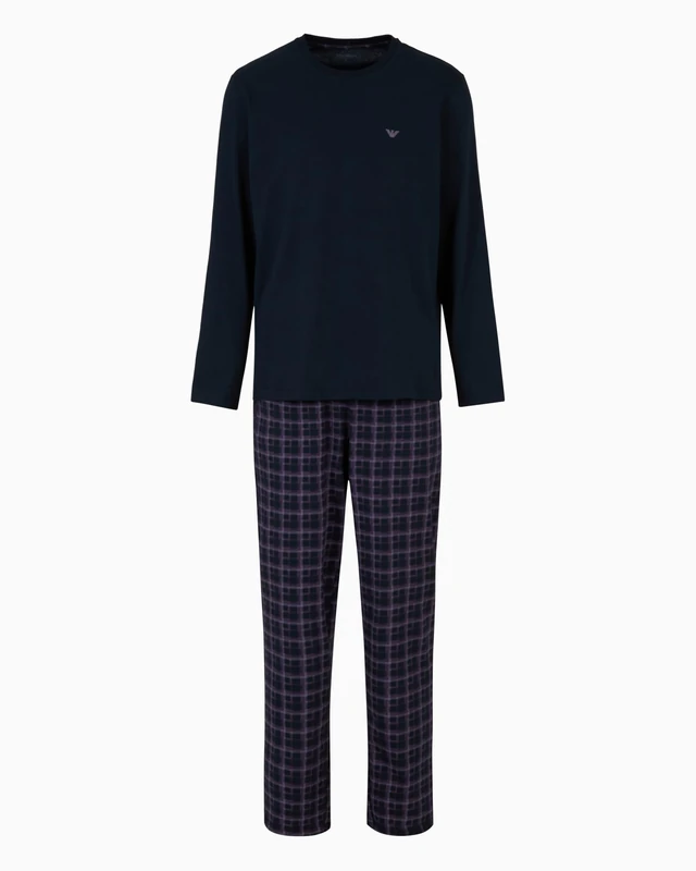 EMPORIO ARMANI Man Pattern Mix Long Pajamas Blue S