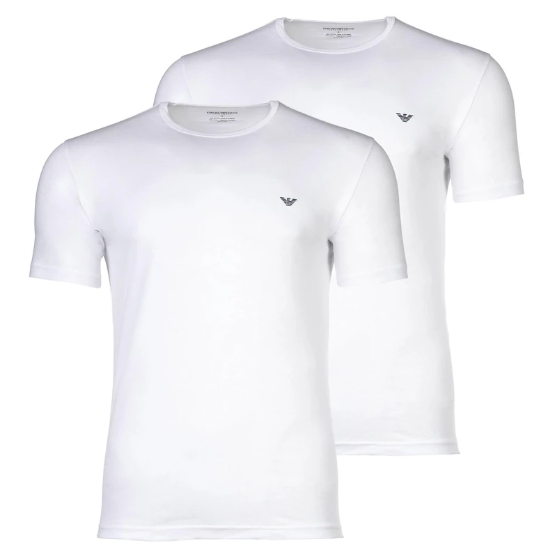 Emporio Armani Man's Soft Touch Bamboo Viscose 2-Pack Crew Neck T-Shirt, White, S, Fitted