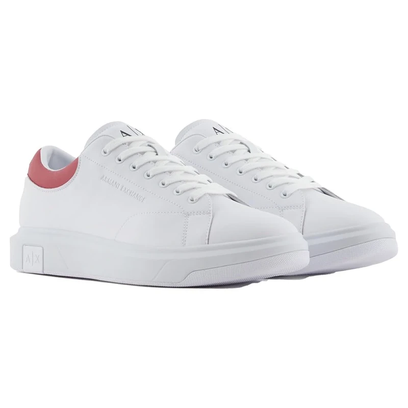 Armani Exchange ActionLeather,sidelogo,Laceup, Man Sneaker, OP.White+Cardinal,