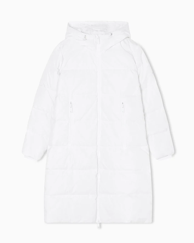 Armani Exchange Women's Icon Project, Logo Patch, Knee Length, Jacket, White, S