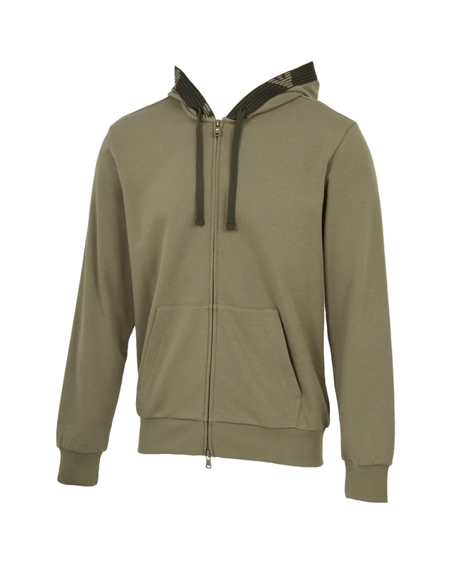 EMPORIO ARMANI Mens Hoodie Zip Sweatshirt, Vetiver, S UK - Image 1