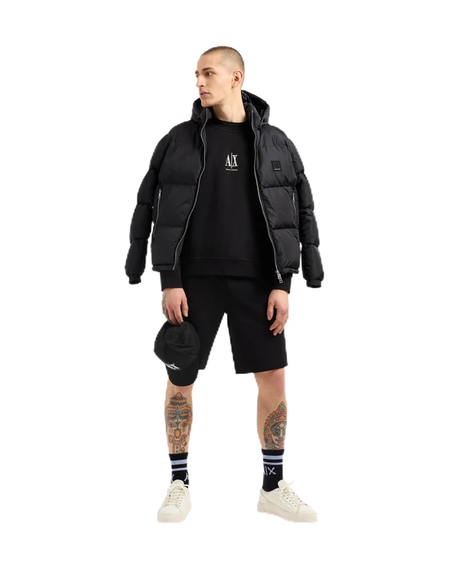 Armani Exchange Men's, Icon project, embroidered logo, crewneck Sweatshirt, Black, XS