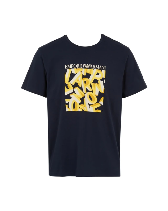 Emporio Armani Man Printed Out of Water Round-Neck T-Shirt Blue XXL