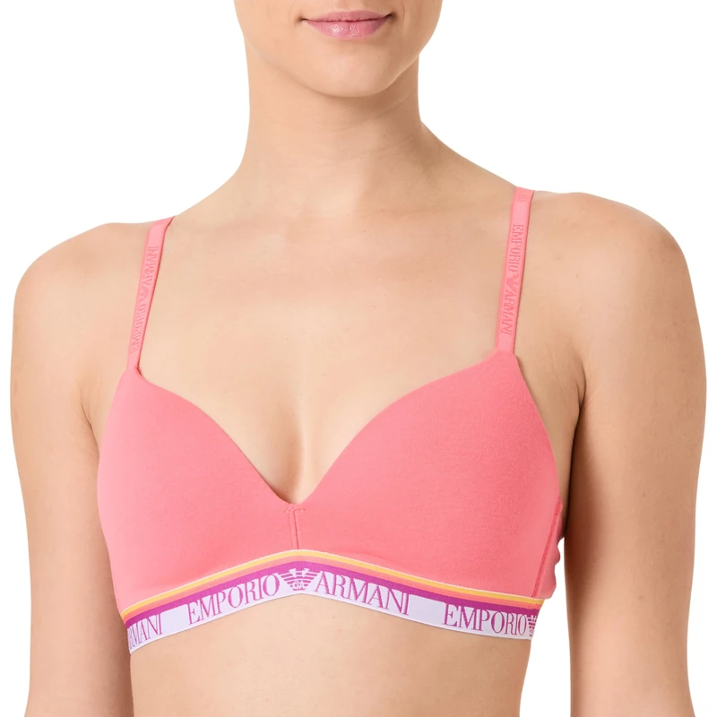 Emporio Armani Woman Logo Band Padded Triangle Bra Pink S