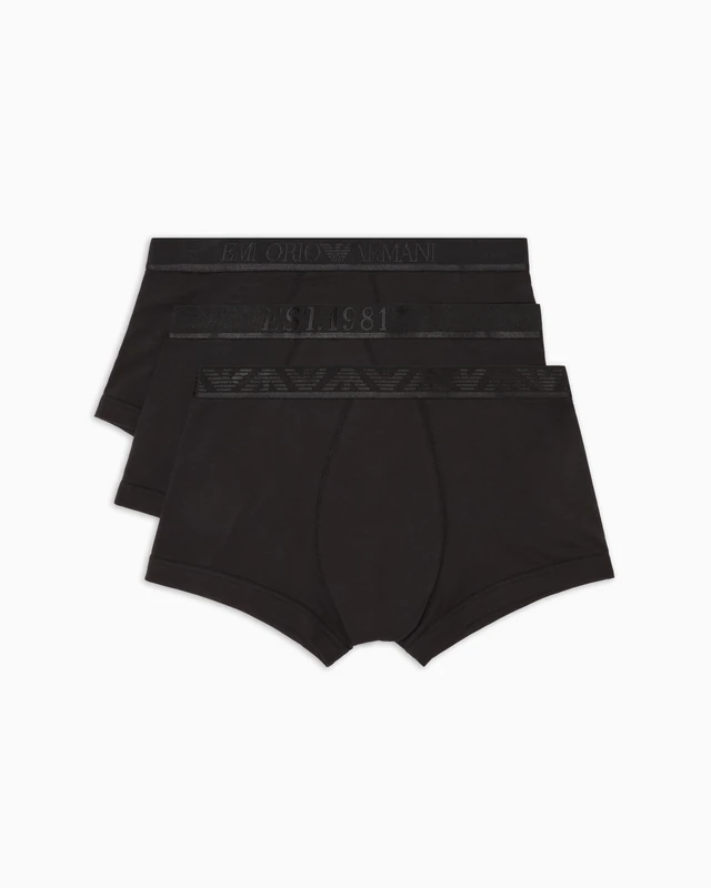 Emporio Armani Man's Core Logoband 3-Pack Trunk, Black, XXL - Image 1