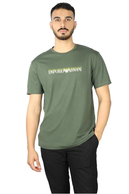 Emporio Armani Man Printed Out of Water Round-Neck T-Shirt Green XL