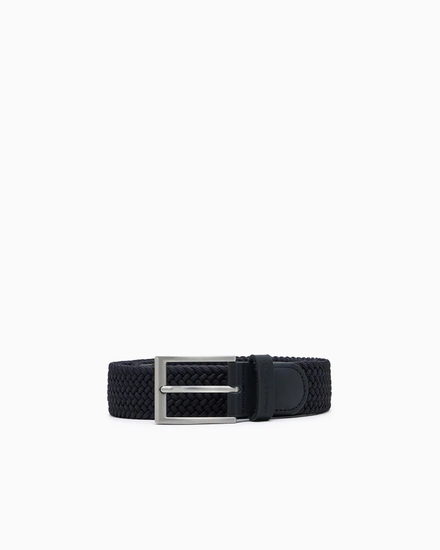 Armani Exchange Men's Braided Buckle Belt, Deep Navy, 75, deep navy, 75