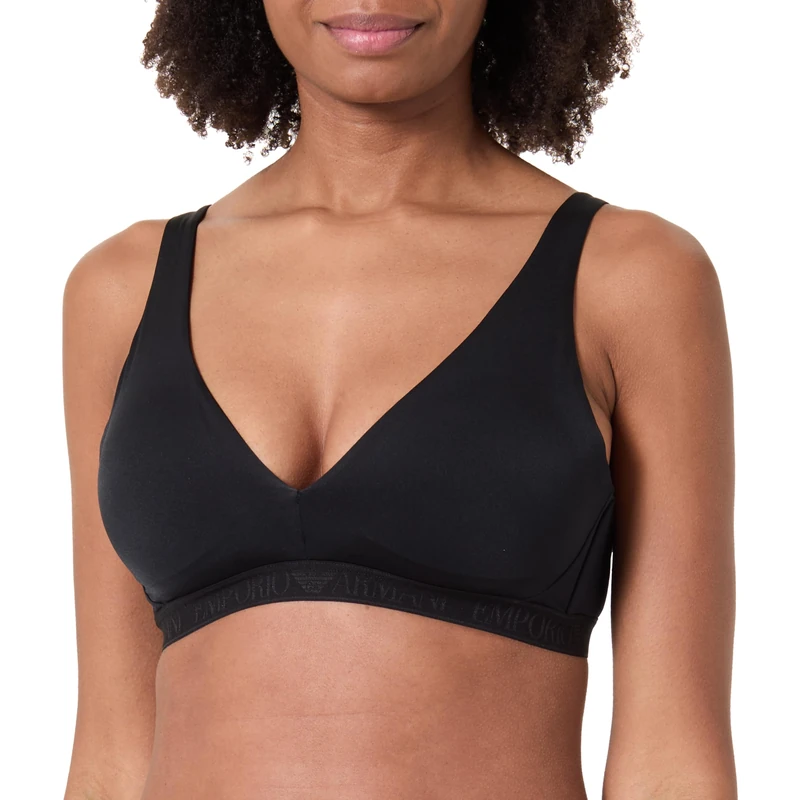 EMPORIO ARMANI Woman's Iconic Microfiber Removable Pads Bralette Black S