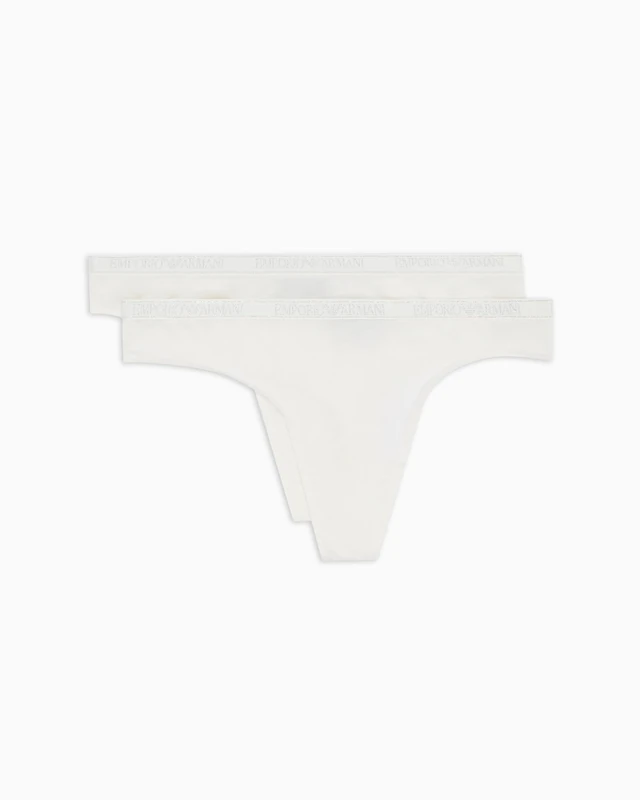 Emporio Armani Woman Essential Studs 2-Pack Thong White M
