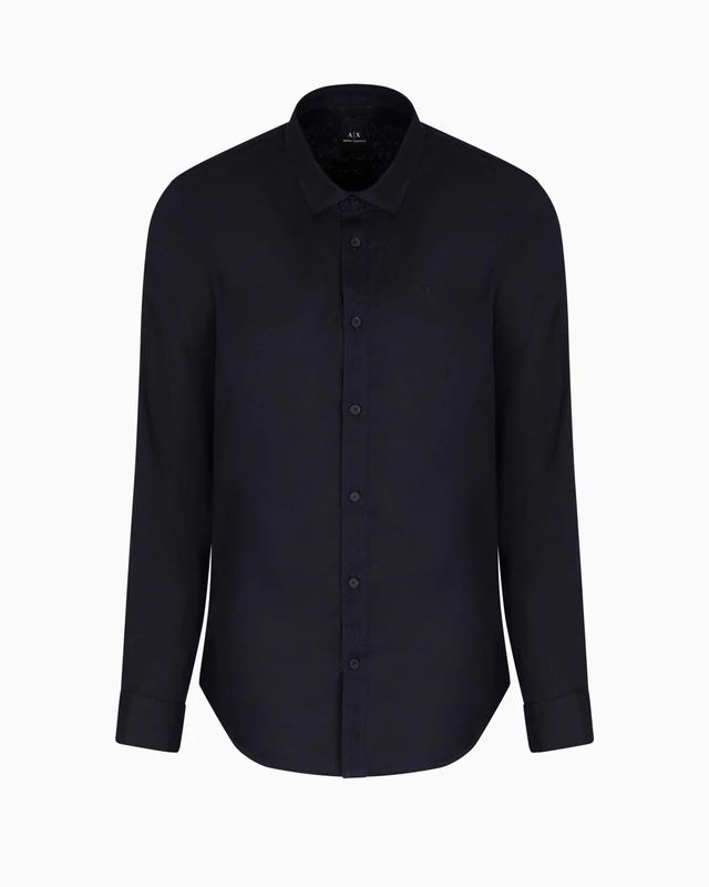 Armani Exchange Men's Essential, Emboridered Tonal Logo, Shirt, Blue, XS