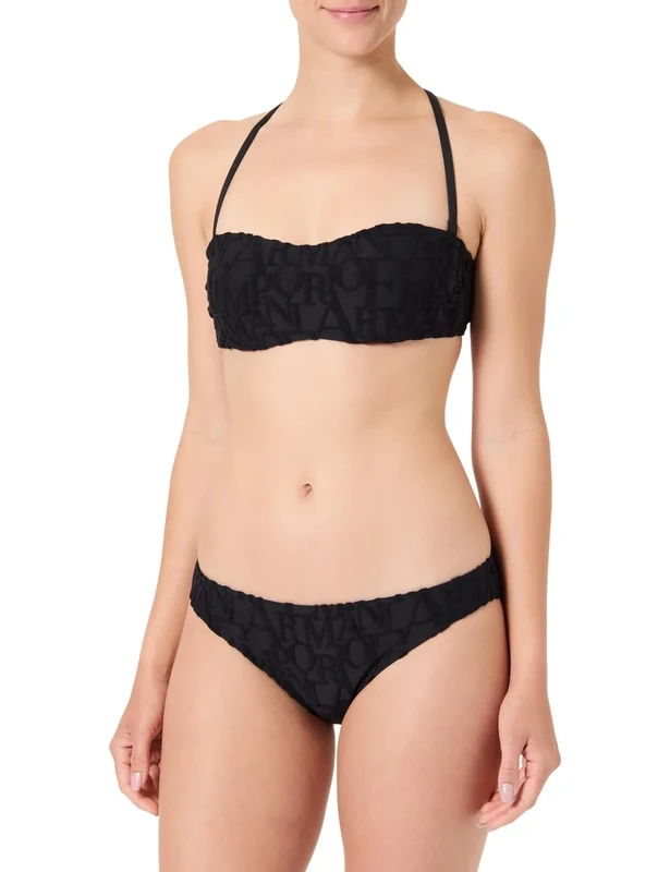 EMPORIO ARMANI Woman 3D Bold Logo Bandeau Bikini Black S