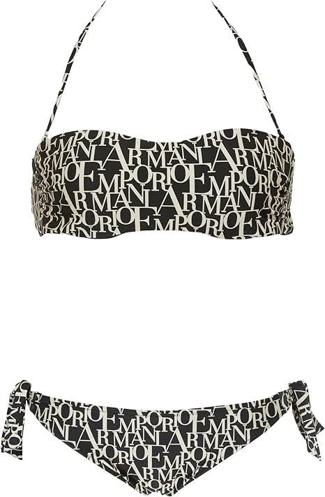 Emporio Armani Woman Eagle Stones Bandeau Bikini Black S